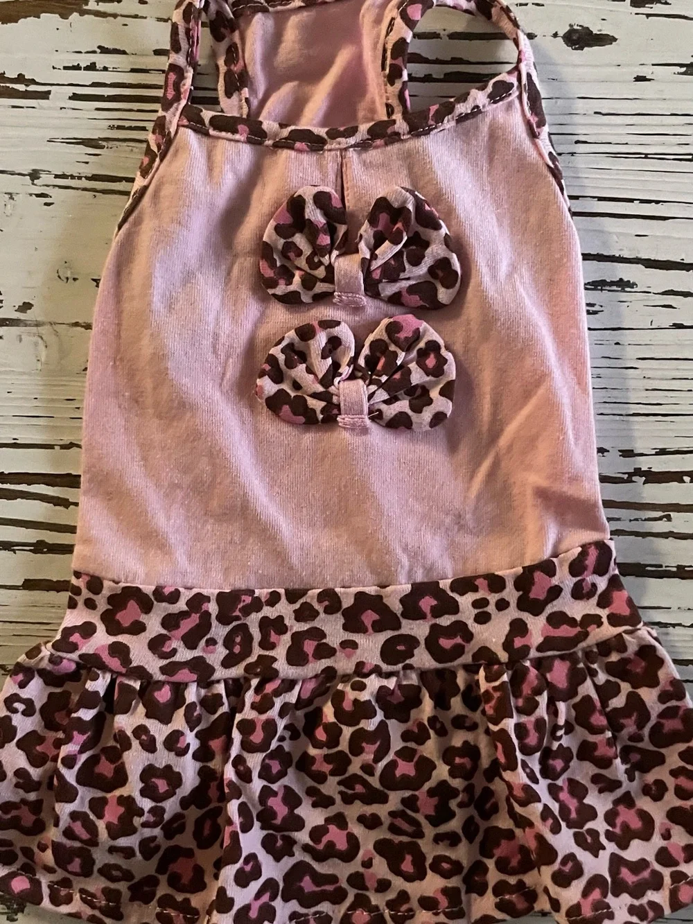 Pink Leopard Print Ruffle Dog Dress - Cute Bow Detail Small
